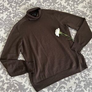 Women’s Brown Turtleneck Sweater silk cashmere XL